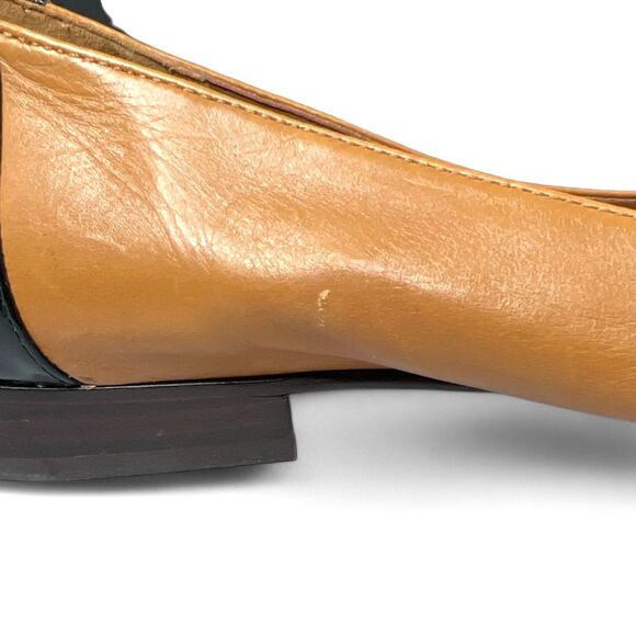 Circa Joan & David Women’s Size 9M Ballet Flats Cognac Leather Black Patent Toe - Picture 8 of 9